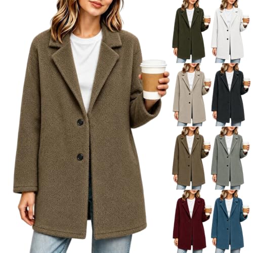 Image of Long Teddy Coat for Women Fuzzy Fleece Peacoat Oversized Winter Jacket | Sherpa Jacket Women, Fleece Coats for Women, Teddy Bear Coat, Fall Coats, Cozy Oversized Fit