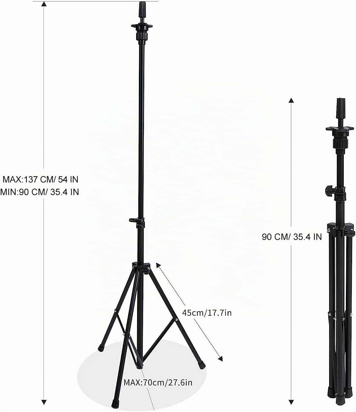 Porte Perruques pour Tete Perruque,Trepied Perruque Tête de Perruque Tete a Coiffer Professionnel Réglable Hauteur pour Tete Mannequin, Tête à Coiffer avec Sac de Transport (90-137cm)
