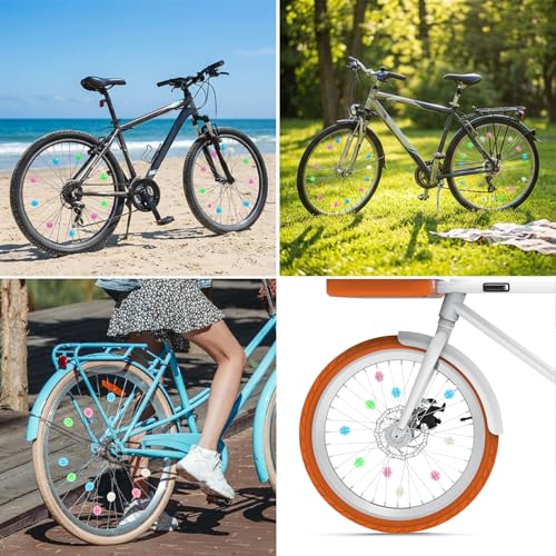 Falzqq 144 Pcs Bike Spoke Beads Glow in The Dark Bike Wheel Lights Colorful Plastic Round Easy Clip-On Spoke Beads for Kids Bicycle Wheel Decorations Bicycle Accessories - Thumbnail 6