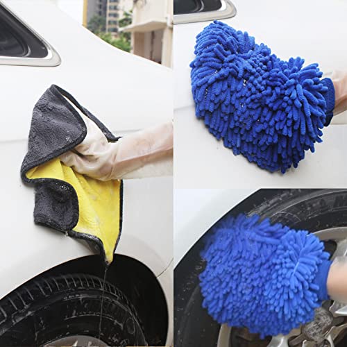 Yijinsheng Wheel Tire Brush Set, Car Detailing Kit, 17Inch Long Soft Bristle Wheel Brush, Short Handle Tire Brush, 5 Car Detail Brushes, Microfiber Cleaning Cloth, Wash Mitt For Interior, Exterior #TOP3