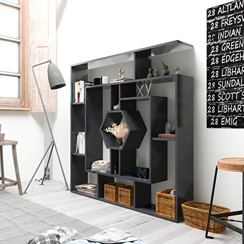 DECOROTIKA Labrina Geometrisches Bücherregal, 135 cm, Schwarz