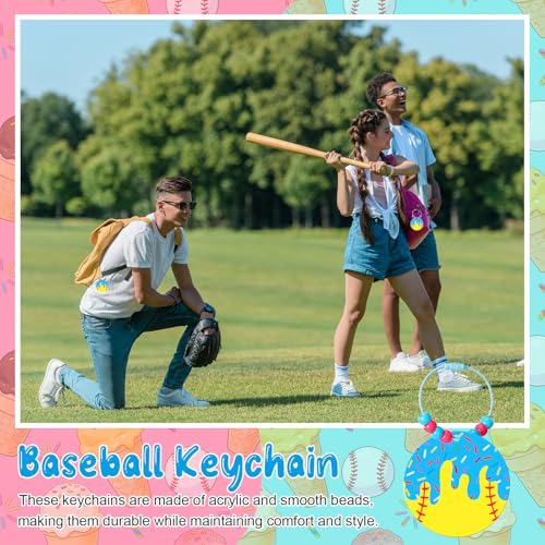 Equsion 18 Sets Ice Cream Drip Softball Bag Tag with Beads, DIY Name Acrylic Keychain, Softball Ice Cream Drip Theme Party Gifts for Team Sport Favor Suitcase Luggage Bag Tags(Blue Gold) by Equsion - Image 6