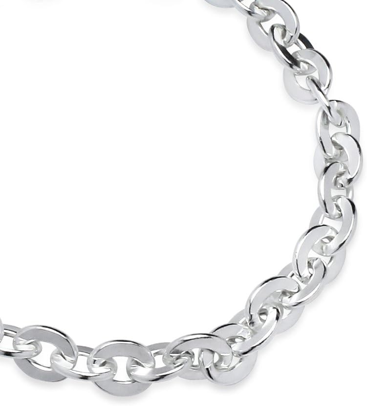 Hoops & Loops Sterling Silver High Polished Italian Oval Link Chain Bracelet, 7 Inches