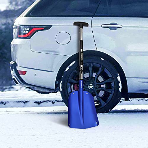 Michelin Ultra Compact 40" Folding Utility Snow Shovel For Car Emergency, Blue, Telescoping Handle, Collapsible, Lightweight, Winter Survival Gear, For Suv, Truck, Snowmobile, Camping, Skiing #TOP7