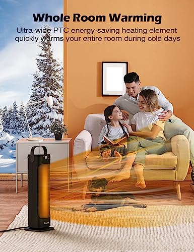 Voweek 24" Space Heater,1500W PTC Fast Heating Ceramic Heater for Office, Large Room, Indoor Use, Bedroom, Electric Heater with Thermostat, Remote, 3 Modes, ETL Certified, 12H Timer, 90ยฐ Oscillating - Image 4