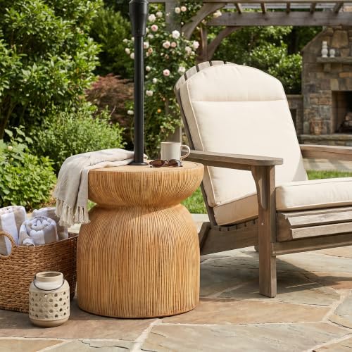 Christopher Knight Home Inez MGO Outdoor Patio Side Table, Patio Umbrella Base, Umbrella Stand Outdoor Base with Adjustable Side Knob, Small Patio Coffee Table with Sand-Filling Design, Sand Beige by Christopher Knight Home - Used condition - Image 2