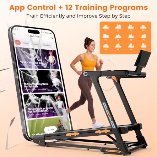 Image of JAGJOG Foldable Treadmill with 15% Auto Incline, 8.8 MPH, 300 lb Capacity