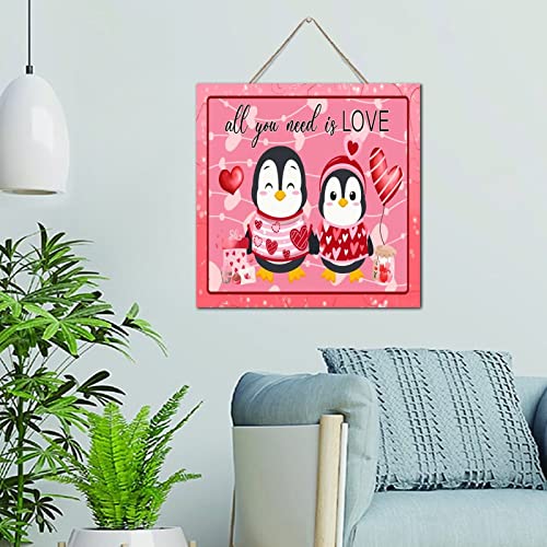 Panneau mural en bois All You Need Is Love 30x30 cm décor de Saint-Valentin