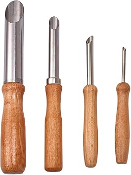 A Set of 4pcs Clay Hole Cutters Stainless Steel and Wood Circular Clay Hole Cutters Carving Tools for Circle Shaping Pottery and Sculpture