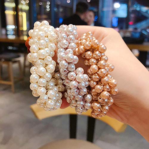 Xiwstar 9Pcs Women Girls Fashion Beaded Bracelet Hair Ties Hair Bands Ropes Scrunchie Ponytail Holder - Thumbnail 4