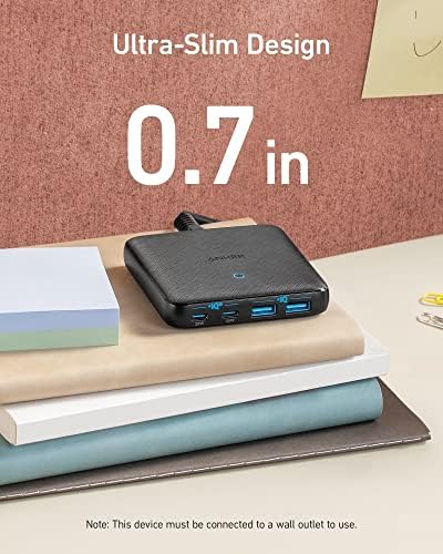 Anker USB C Plug, 543 Charger (65W II), PIQ 3.0 & GaN 4-Port Slim Fast Wall Charger, with Dual USB C Ports (45W Max), for MacBook, USB C Laptops, iPad Pro, iPhone and More
