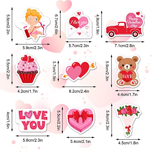 Whaline 72Pcs Valentine's Day Cupcake Toppers 9 Designs Heart Bear Cupid Cake Toppers Cute Party Cupcake Toppers With Sticks And Glue Point For Valentine's Day Birthday Anniversary Party Supplies #TOP1