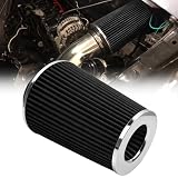 RYANSTAR 102mm 4" High Flow Round Tapered Cone Cool Air Filter Cleaner with Top Filter Design Short 231mm tall Black