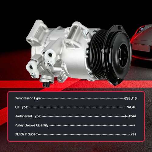 Image of 6SEU16 AC Compressor with Clutch Replacement for Toyota RAV4 2.4L L4 2006-2008,Camry 2.4L L4 2007-2009, Hiace 2.7L L4 2006-2018,Air Conditioner with 7-Groove Pulley