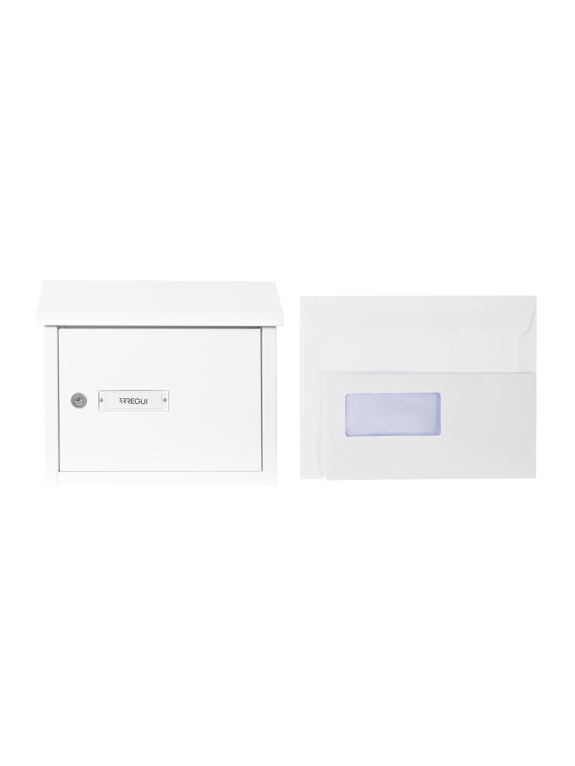 ARREGUI V4061 Buzón Recogecartas Maxi de Aluminio para Puertas o Verjas en el Interior, Boca Recogecartas de 33x4 cm, Tamaño M (Correo DIN A4 y Revista), Anticorrosivo, Blanco