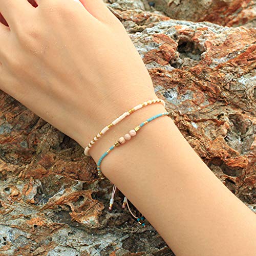 Image of C.QUAN CHI Handmade Friendship Beaded Bracelet Adjustable Colorful Miyuki Beads Bracelet