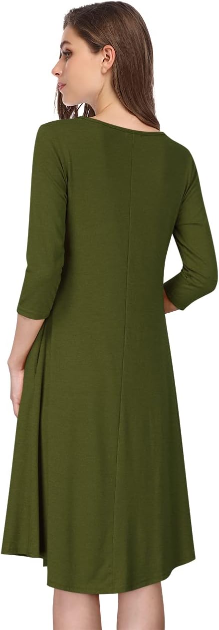 MISSKY Women's Scoop Neck 3/4 Long Sleeve Plus Size, Army Green, Size Medium - Image 2