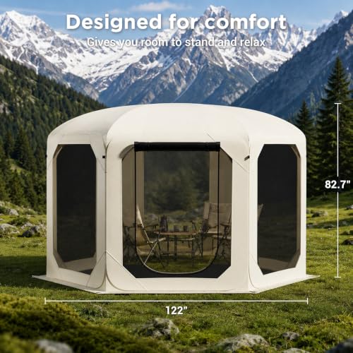 Pop Up Screen Tent for Family Camping, 10x10ft Instant Portable Canopy Screen House with Carry Bag, Windproof Sandbags & Stakes, Outdoor Mesh Shelter for Patio Beach Picnic Party Backyard - image 2