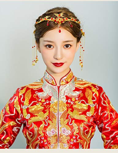 Chinese bride tiara wedding crown costume golden Wedding hair Headband Butterfly retro tassel hairpin suits for toast clothing party