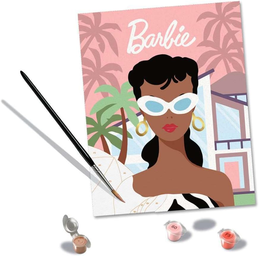 Ravensburger CreArt 25896 - Barbie 1959 - Paint by Numbers Adults, DIY Painting Set with Brush and Acrylic Paints, Gift for Women and Men, Painting for Adults