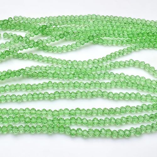 Image of 2mm Rondelle Glass Beads for Jewelry Making, Faceted Briolette Crytal Spacer Beads for Bracelet Necklace Earring, Peridot 1200pcs
