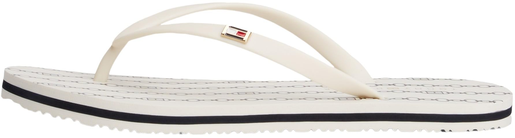 Tommy Hilfiger Women’s Flip Flops with Logo, Off-White (Ivory), 3.5
