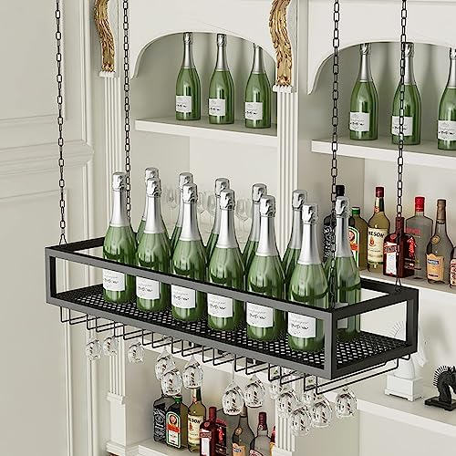 Porte-verres à vin suspendu au plafond à chaîne métallique réglable