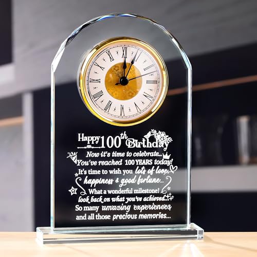 Happy 100th Birthday Quartz Clock Gifts for Parents, Grandpa, Gifts for Couple Women Men, 100th...