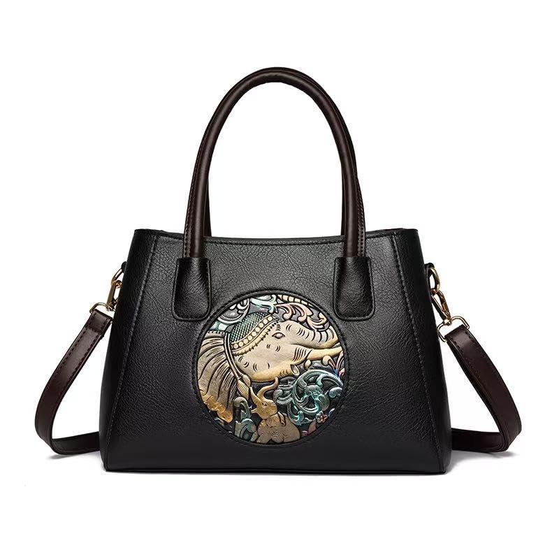 Aditya Creations Women's Fashion Handbag, Embossed Floral Design, Two Zipper Pockets, with Crossbody Shoulder Strap-image-35