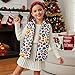 TOADDMOS Colorful Leopard Print Girls Outerwear Vest Size 7-8 Comfortable Winter Lightweight Sleeveless Jacket with Pocket Fashion Girls Sleeveless Vests 7-8 Stylish Fall Winter Coats