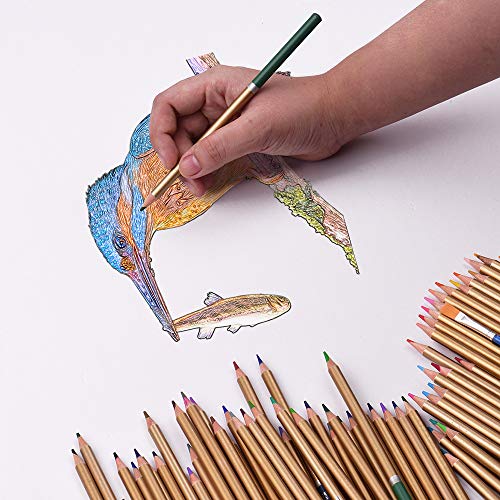 Aibecy Conjunto profissional de 72 lápis de cor pré-apontados solúveis em água com caixa de armazena
