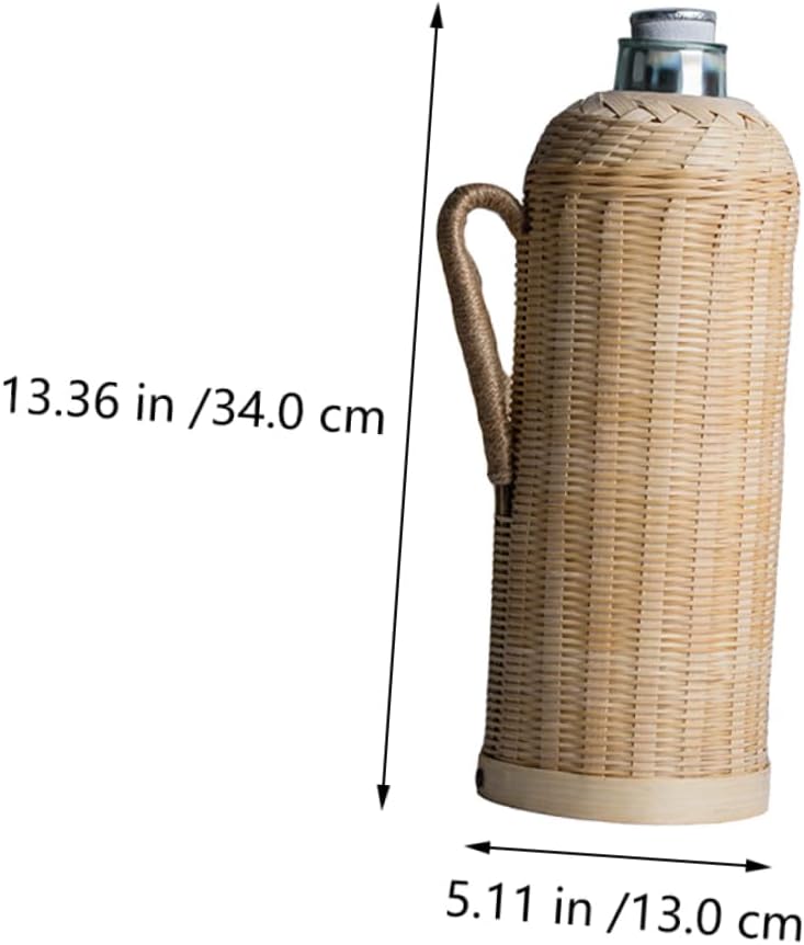 Hemobllo Woven Insulation Water Thermal Bottle Retro Natural Material Hot Water Kettle for Home and Office Easy to Clean Vacuum Flask with Vintage Style Safe and Design