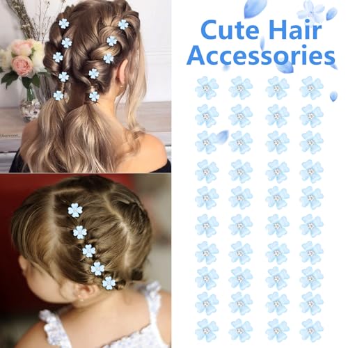 YISSION 40 Piezas Mini Clips de Cabello Flor Azul miniatura 3