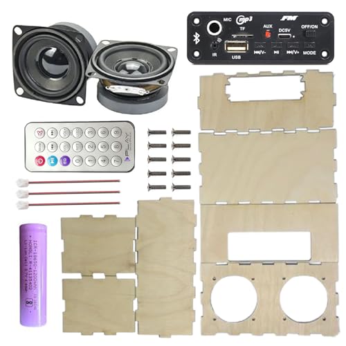 Image of Electrobot DIY Portable Bluetooth Speaker Kit MDF Buildable Speaker Box,2600Mah Rechargeable Battery,Plug & Play Assembly Bluetooth,Remote,Line-In,USB,SD Card,Mic Support Hands-On STEM Kit