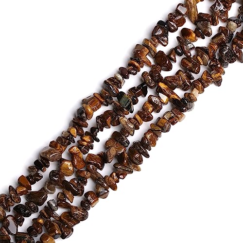 XIANNVXI 400 Pcs Drilled Tigers Eye Beads for Jewelry Making,5-8mm Irregular Tumbled Gemstone Chip Loose Craft Tiger Eye Crystal Beads for Crafting - Image 2