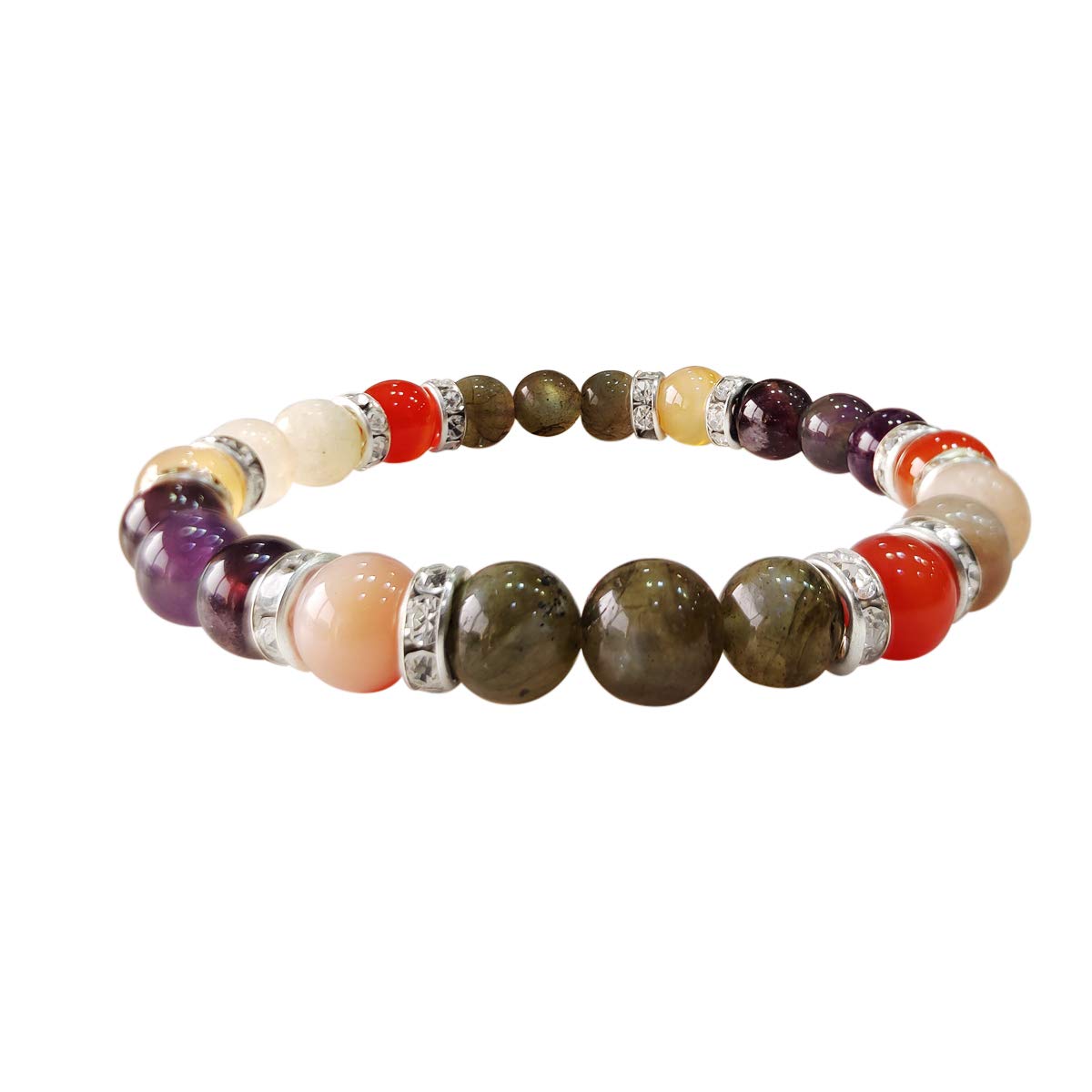 9DzineCrystal Bracelet for Men & Women (8mm) | Stretchable Elastic Gemstone Beads Bracelet for Gilrs & Boys | Natural Healing Reiki Feng Shui Bracelet for Unisex Adults