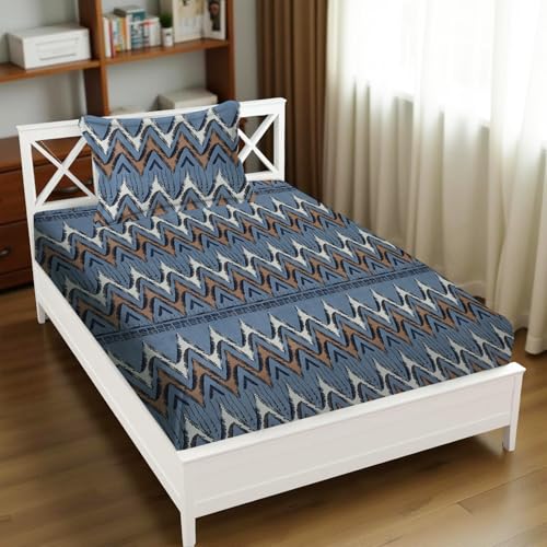 Image of IVAZA 240 TC Soft Ezyption Cotton Floral Print Single Bed Bedsheet - with 1 Pillow Covers, Hypoallergenic, Brethable, (Size- 60 x 90 Inch | Grey Sky