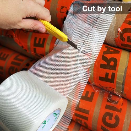 Image of BOMEI PACK Wide Strapping Tape, 4Inch Heavy Duty Reinforced Packing Tape, Fiberglass Filament 60yds 5.5Mil