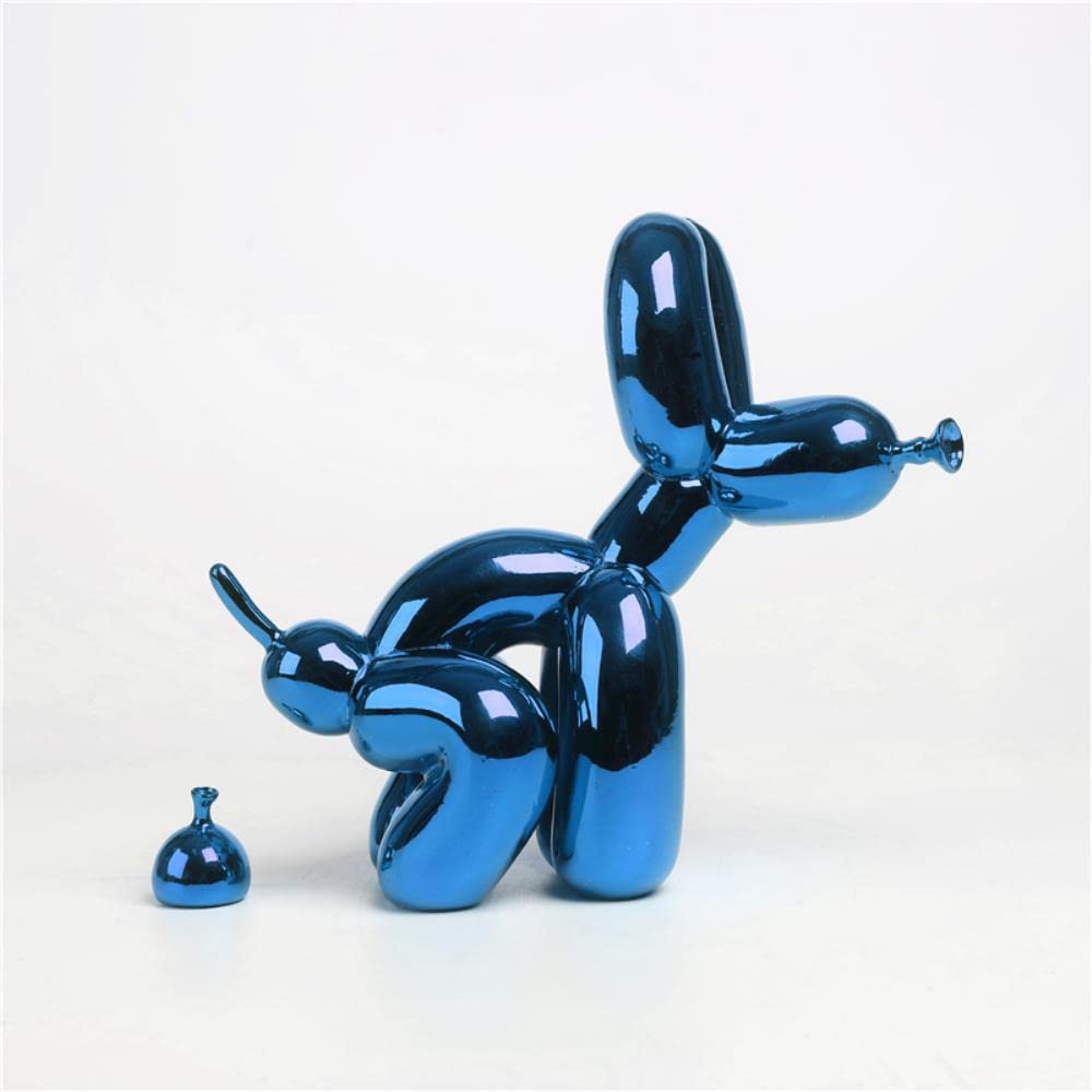 22 cm Ballon Hund Statue Harz Tier Skulptur Dekoration Ballon Hund Harz Handwerk Büro Dekor blau rot