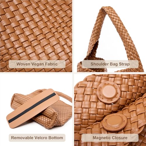 Image of MELOLILA Large Woven Tote Bag for Women Weave Purse Woven Leather Handbag