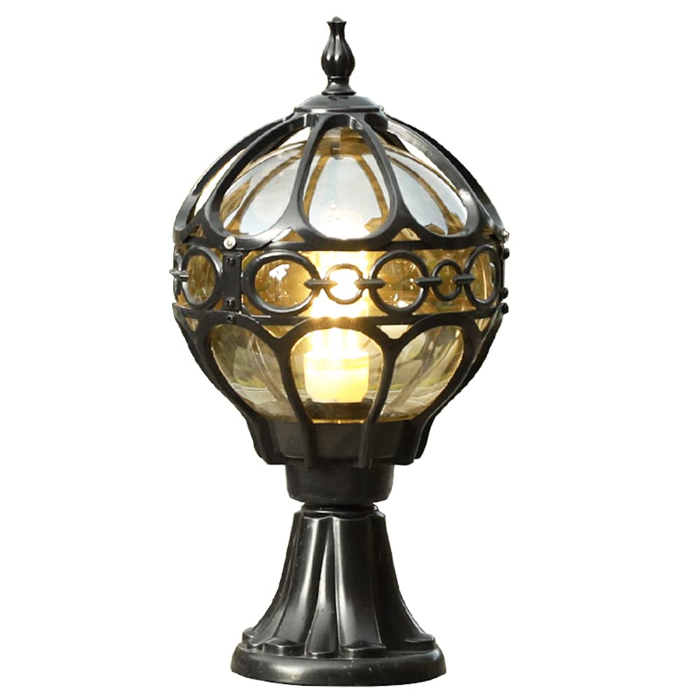Impermeable Lámpara de Pie Exterior metal,Lámpara de Sobremuro Exteriores Aluminio Luces de Pedestal Moderno，para jardín, casa, Garaje, Patio, Muro, Escalera, Patio (Negro)