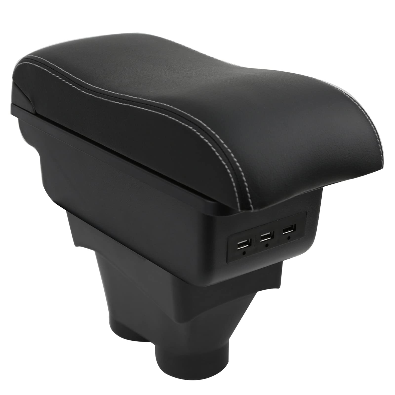 Bracciolo Compatible with Peugeot 208 2012-2018 Bracciolo Console Centrale Braccioli Poggiabraccio Braccio Vano Portaoggetti Doppio Spazio di Archiviazione Pelle Nera