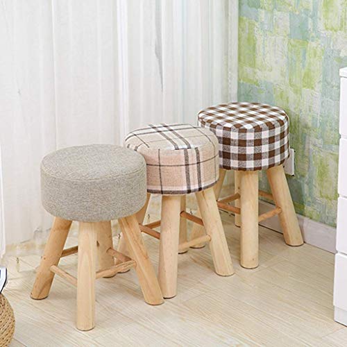 Tabourets à la Maison en Bois Massif et Repose-Pieds Rond - 7