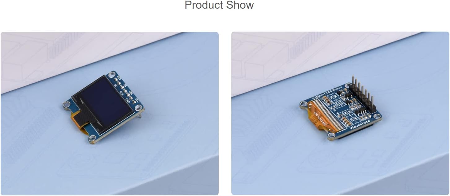 Detailed outline dimensions and specifications table for the OLED module