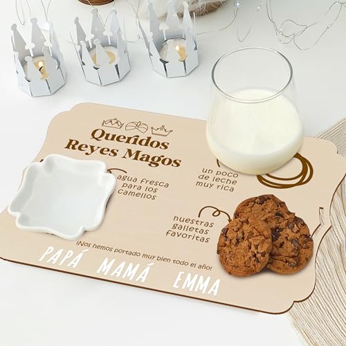 Wooden Tray for the Wise Kings of the Orient Children's Tradition of Spain for Christmas for Leaving Milk Cookies and Water to Camel - Image 2