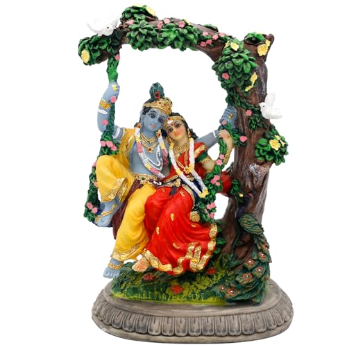 alikiki Radha Krishna Idol Statue - Hindu God Statue India Murti Item Home Office Temple Mandir Shrine Altar Pooja Decor Wedding Diwali Puja Gifts for Indian Friends Relative