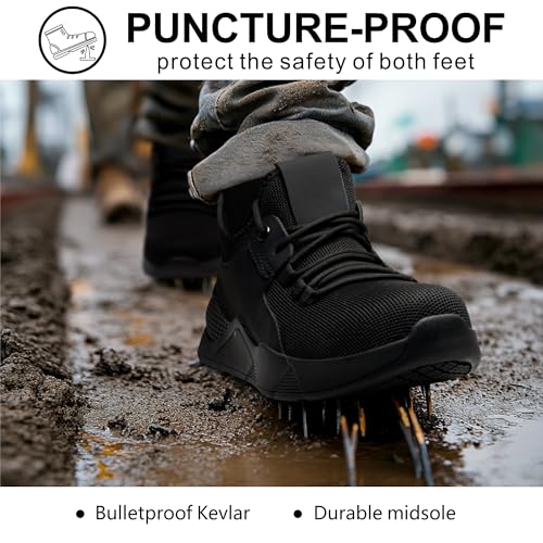 Image of Steel Toe Work Shoes for Men Women丨Non Slip Waterproof Safety Sneakers