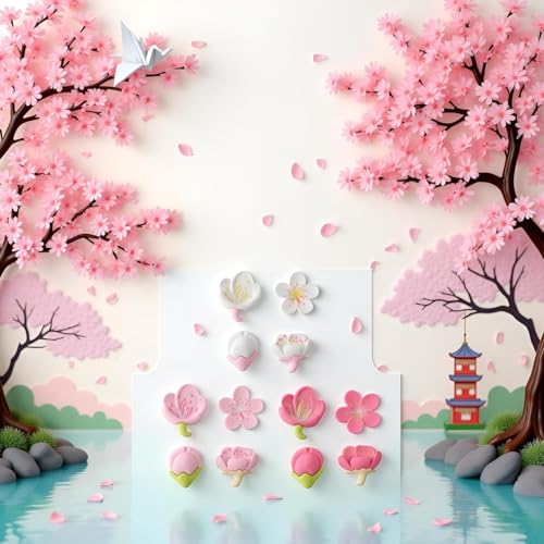12Pcs Imán 3D Flor Sakura Rosa para Refrigerador miniatura 2