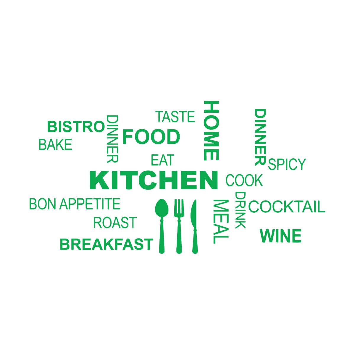 Fine Carving Decals Kitchen Cooking Quotes Food Taste Restaurant 42x82.7cm Can Modify and add Information Large Green