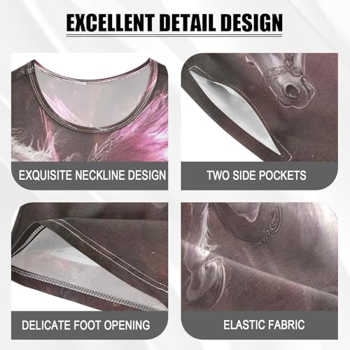 ALAZA Unicorn Wing Horse Animal Pajamas Set Short Sleeve Cotton Sleepwear Summer Pjs 2 Piece 5-14Y4